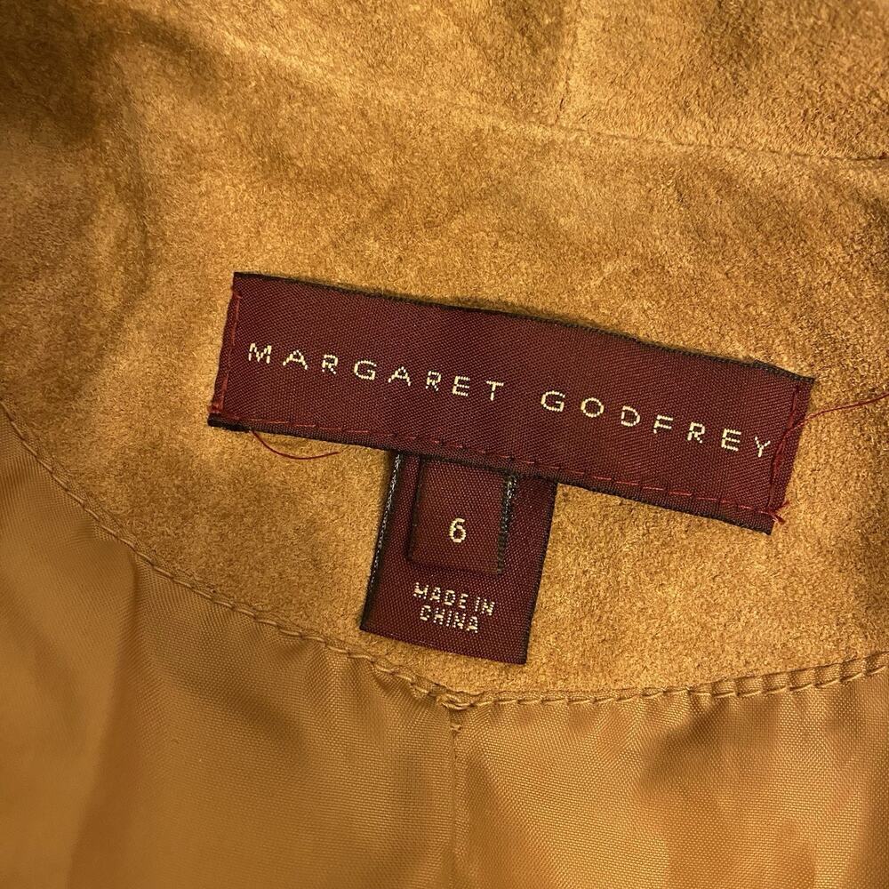 MargaretGodfrey Suede Western Core Jacket Women 6 Tan LaserCut GenuineLeather - Picture 4 of 12